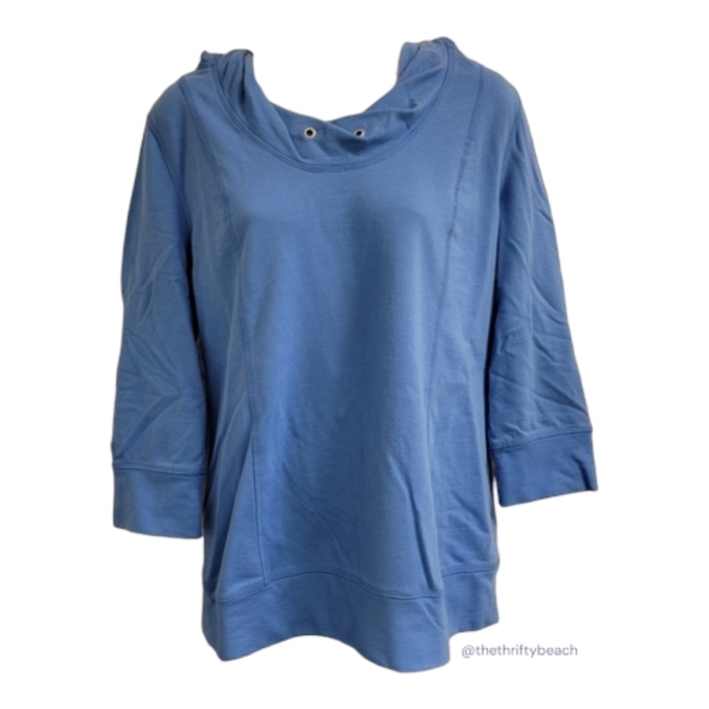 Exertek Blue 3/4-Sleeve Cowl Neck Workout Hoodie Tunic - Size M